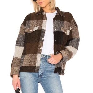 Anine Bing Brown Plaid Bobbi Flannel Jacket